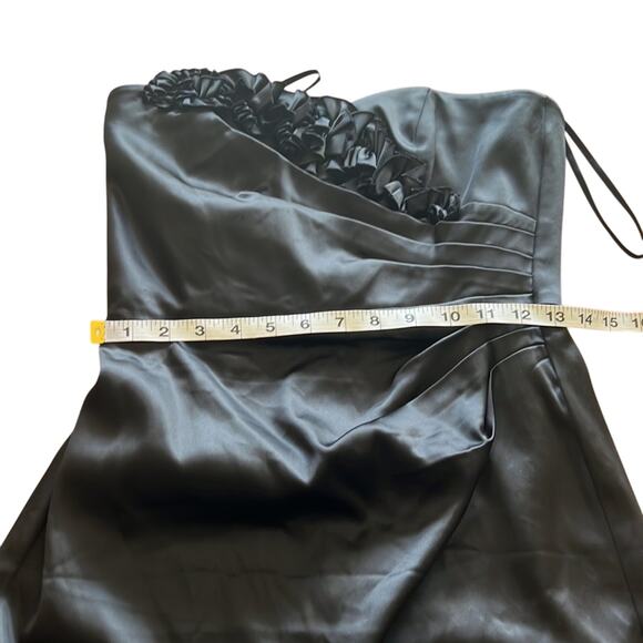 White House Black Market Suze 4 Black Satin Strapless Dress Semi Formal Holiday - Picture 9 of 10